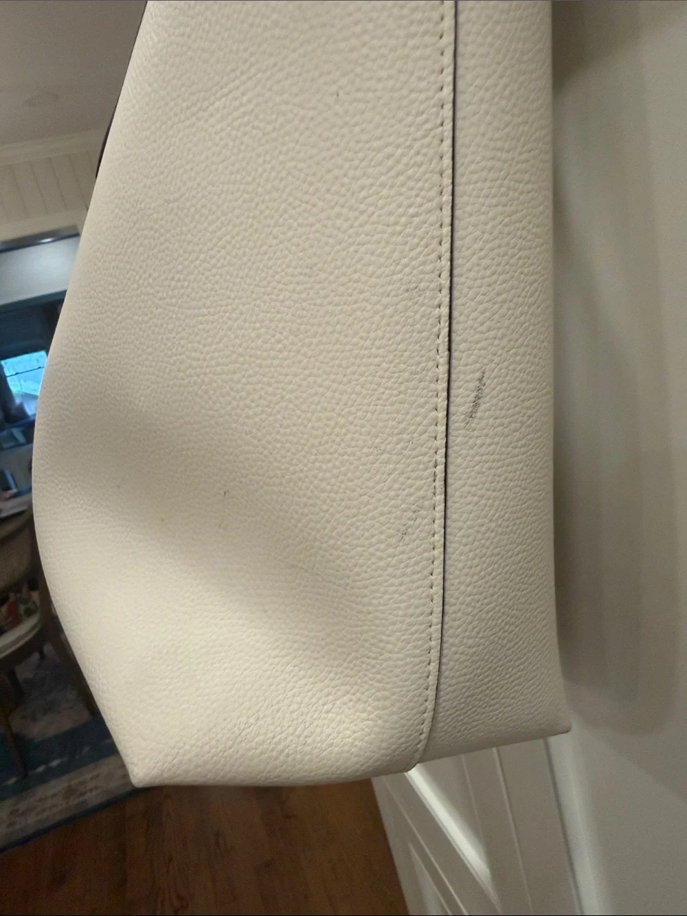 COACH Pebbled Leather Tote in off white with Gold Hardware